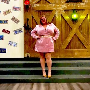 Pink blazer dress